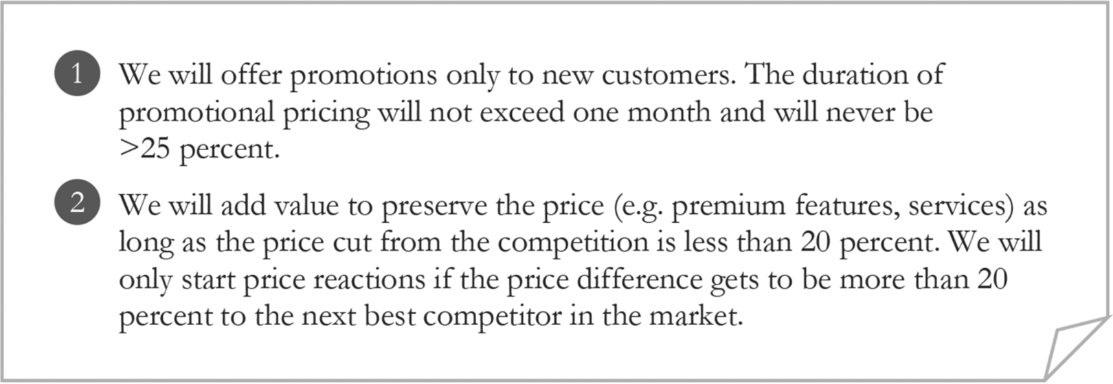 该图描述了促销和竞争反应的两条原则列表。