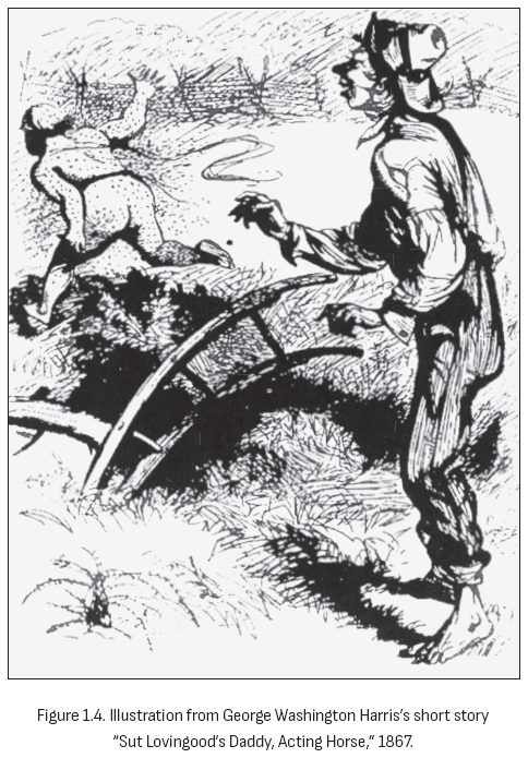 图1.4. 乔治·华盛顿·哈里斯短篇小说《萨特·洛文古德的爸爸,扮演马》插图,1867年。