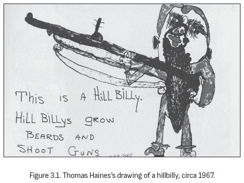 图3.1. 托马斯·海恩斯(Thomas Haines)绘制的乡巴佬画像,约1967年。