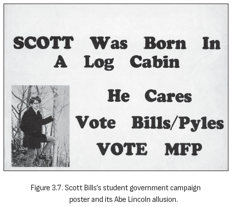 图 3.7. Scott Bills 的学生会竞选海报及其对亚伯拉罕·林肯的暗指
