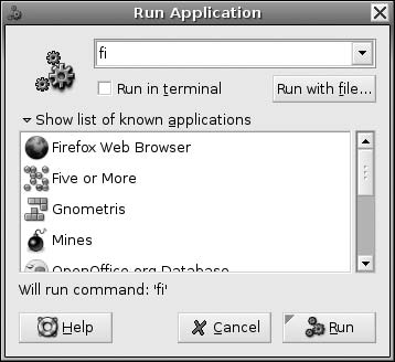 图2-5：GNOME的”运行应用程序”启动器
